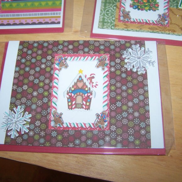 Set of 5 Handmade Gingerbread Man Stamped Holiday Cards - Picture 4 of 5